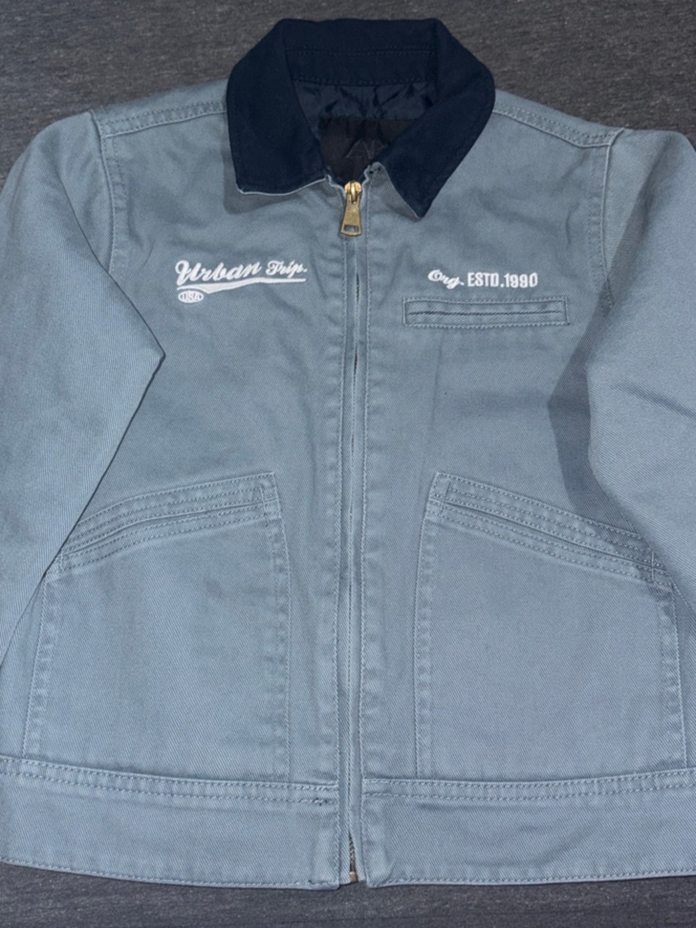 Zara Kids' Light Blue Jacket with Contrast Collar - Size 7-8 128 Cm